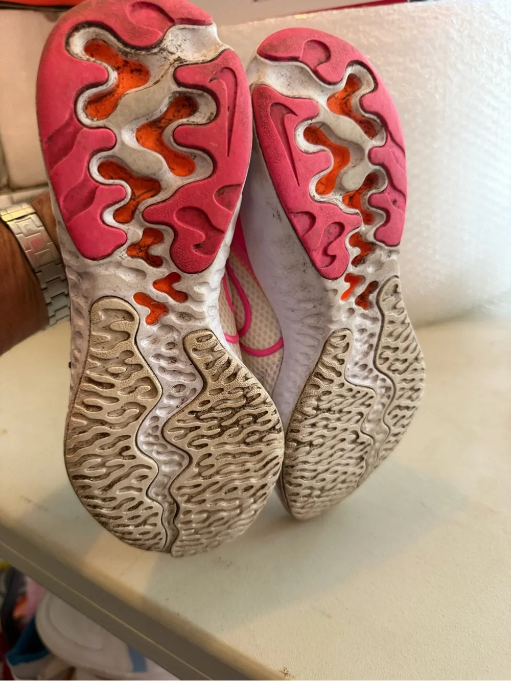 Nike women’s size 7 Renew Running Shoe pink orange yellow